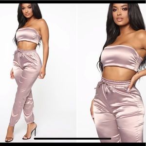 Fashion Nova Satin Pant Set